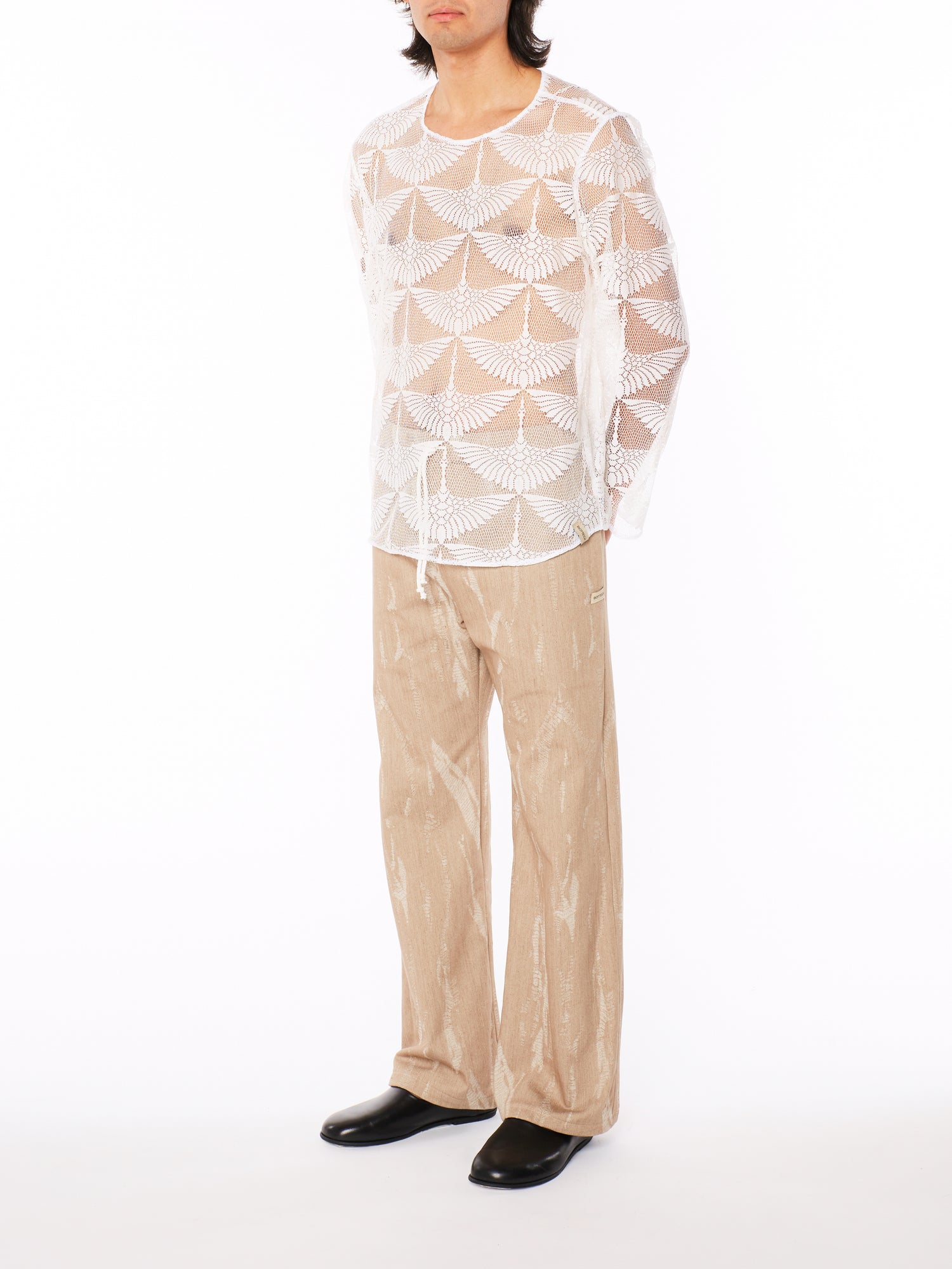 Maglia a Maniche Lunghe in Pizzo Bianco