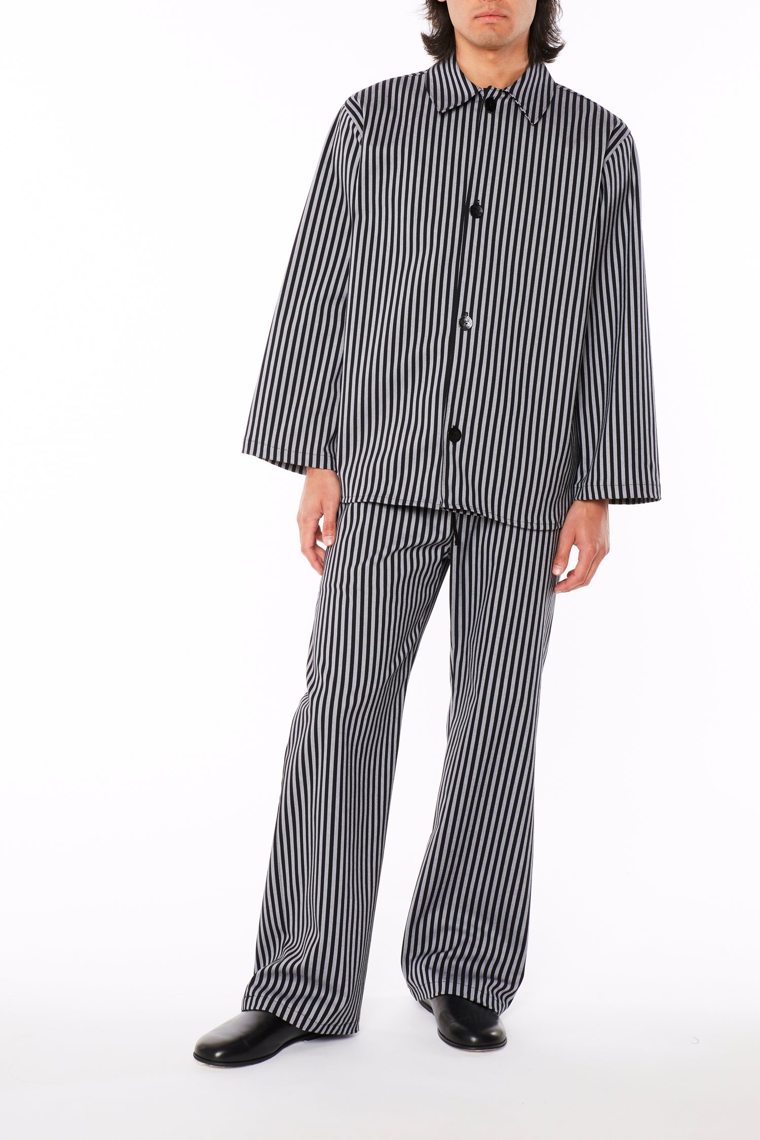 Overshirt a Righe Bianche e Nere