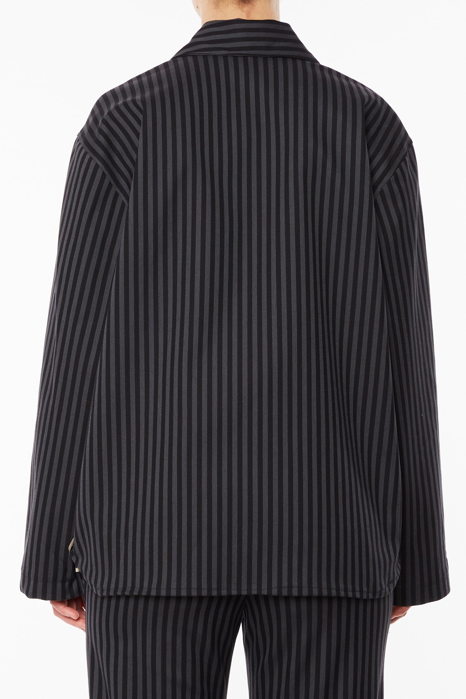 Overshirt a Righe Nere e Grigie