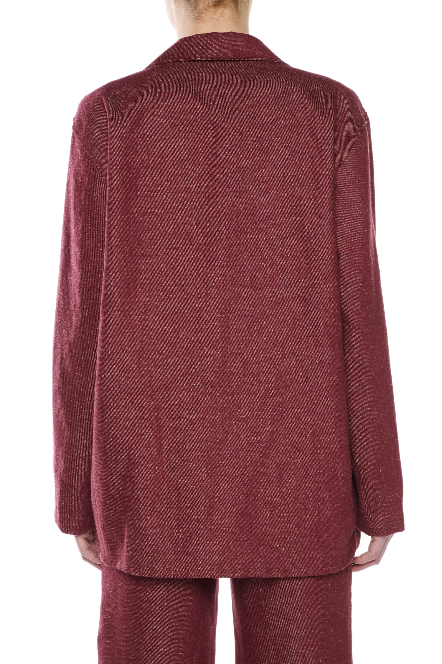 OVERSHIRT IN DENIM MISTO LINO COTONE BORDEAUX