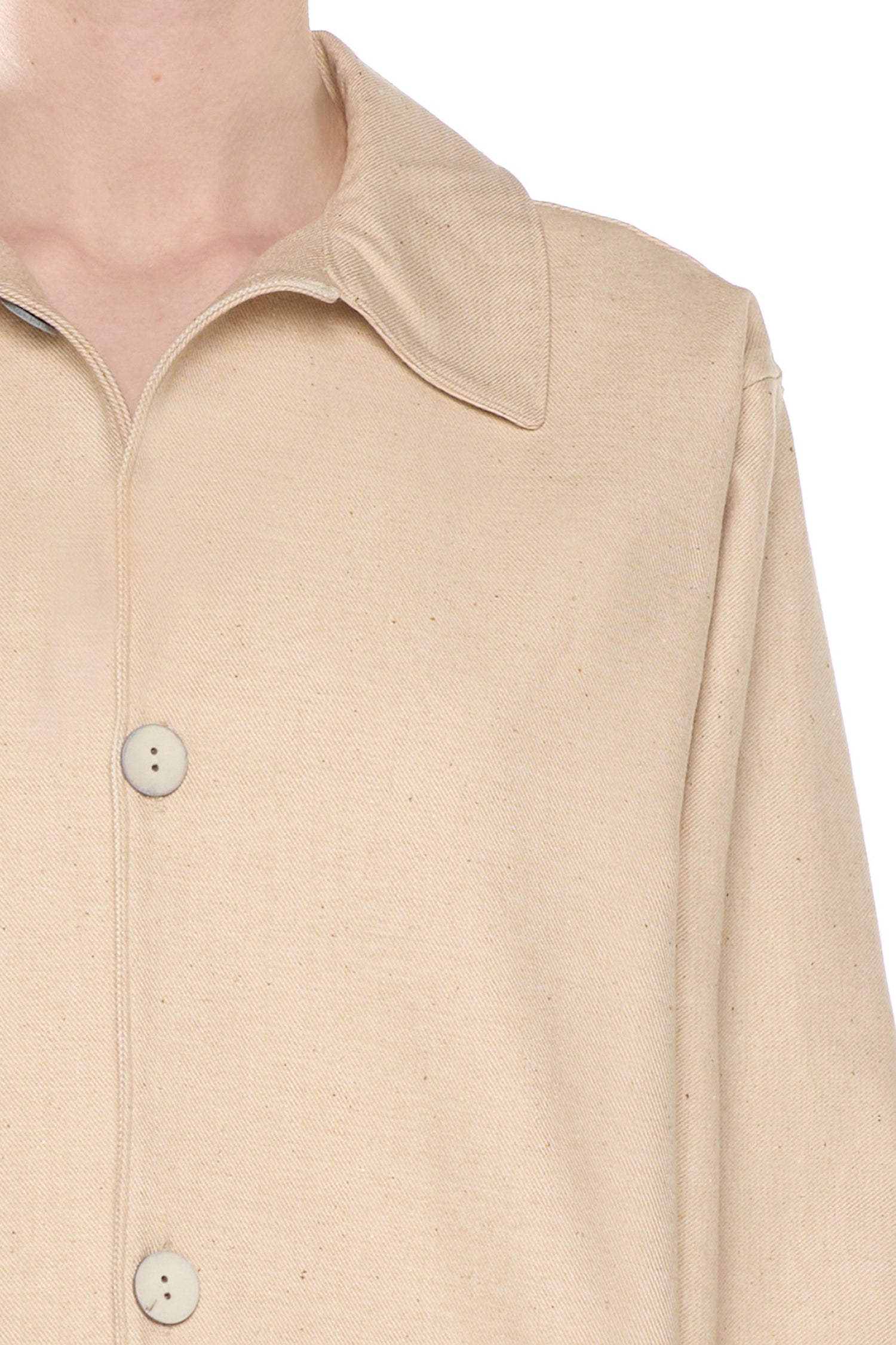 Overshirt in Denim Misto Lino Cotone Sabbia Rosato