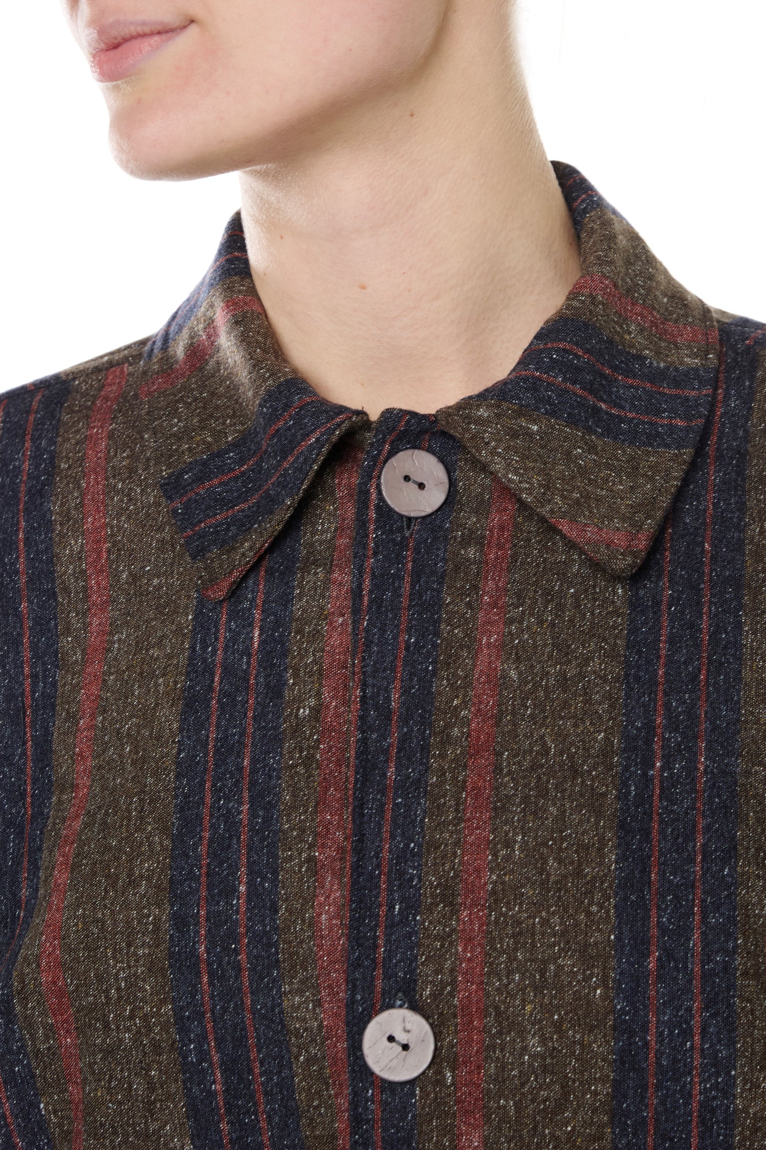 OVERSHIRT IN DENIM MISTO COTONE LANA RIGATO