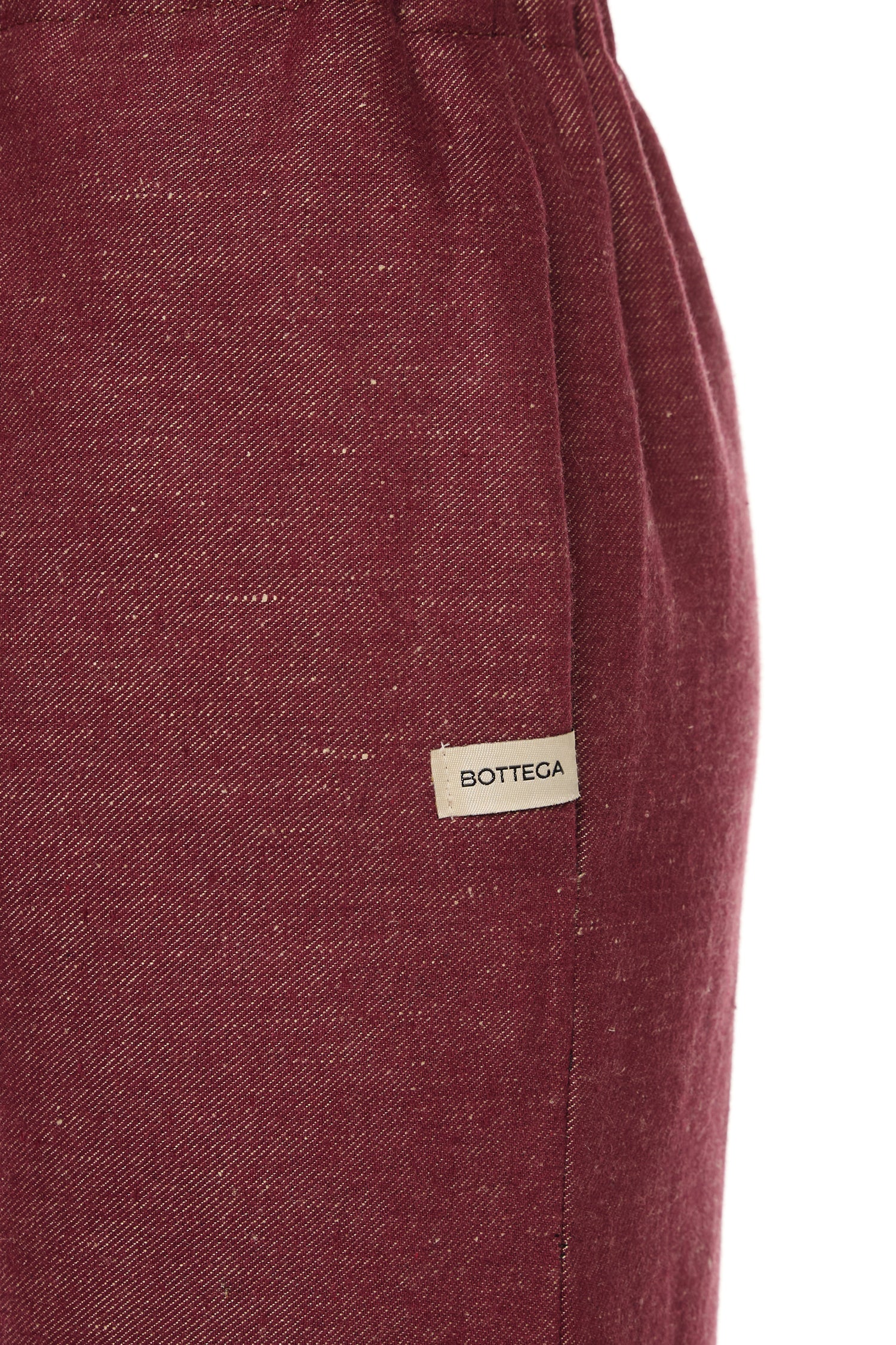 PANTALONE IN DENIM MISTO LINO COTONE BORDEAUX