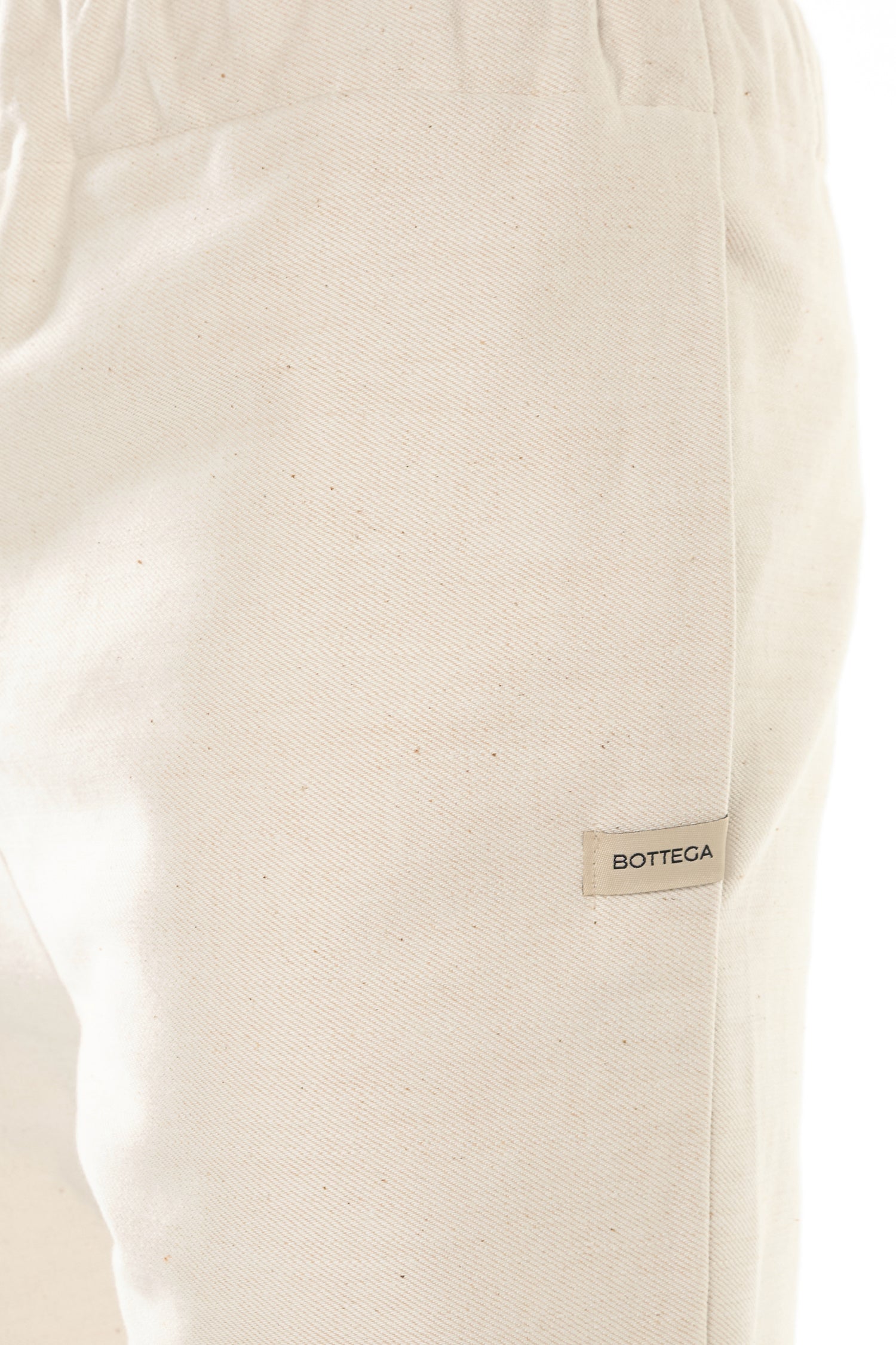 Pantalone in Denim Misto Lino Cotone Avorio