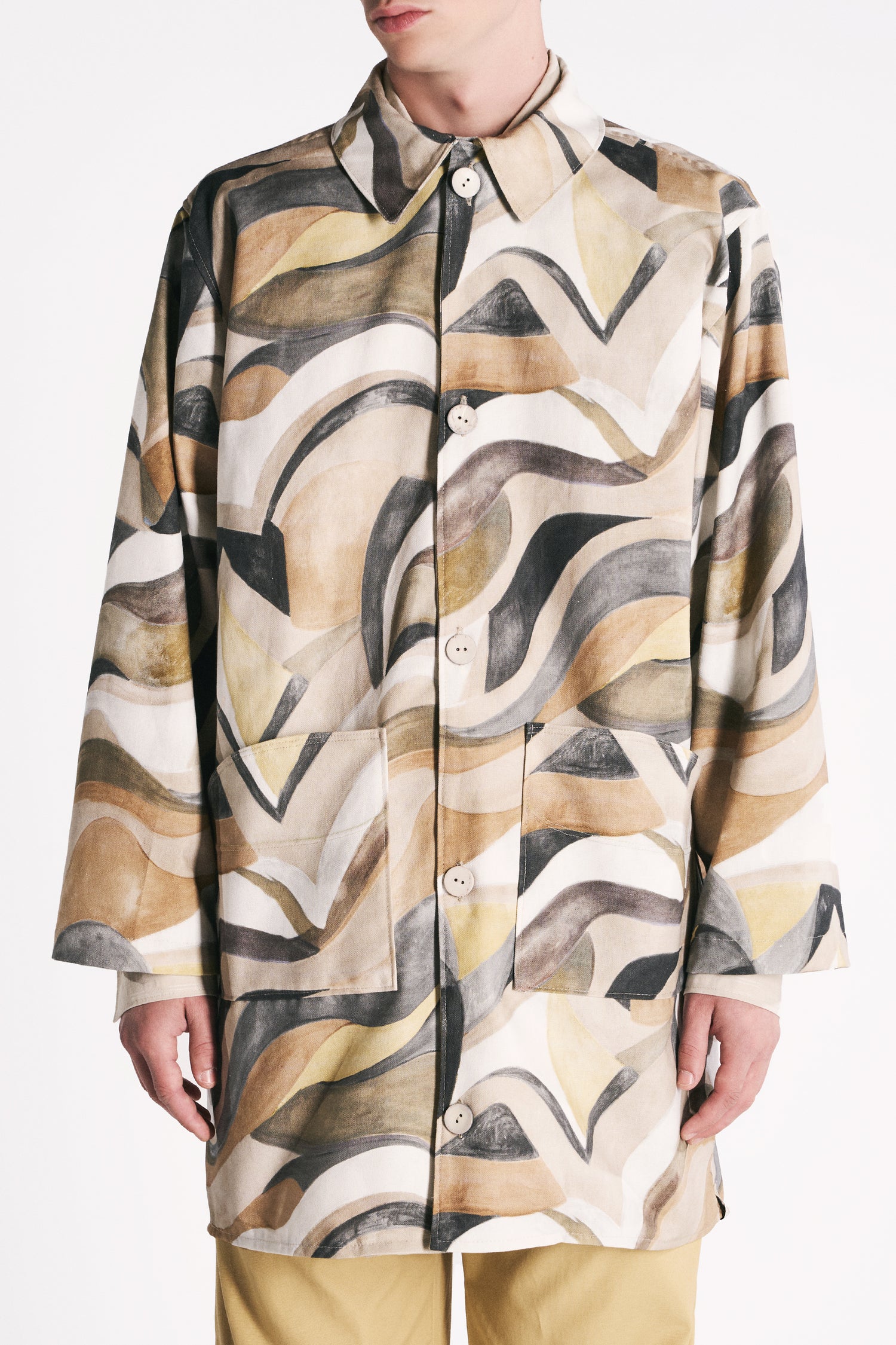 LIGHT COAT IN COTONE ORGANICO CON STAMPA ONDULATA