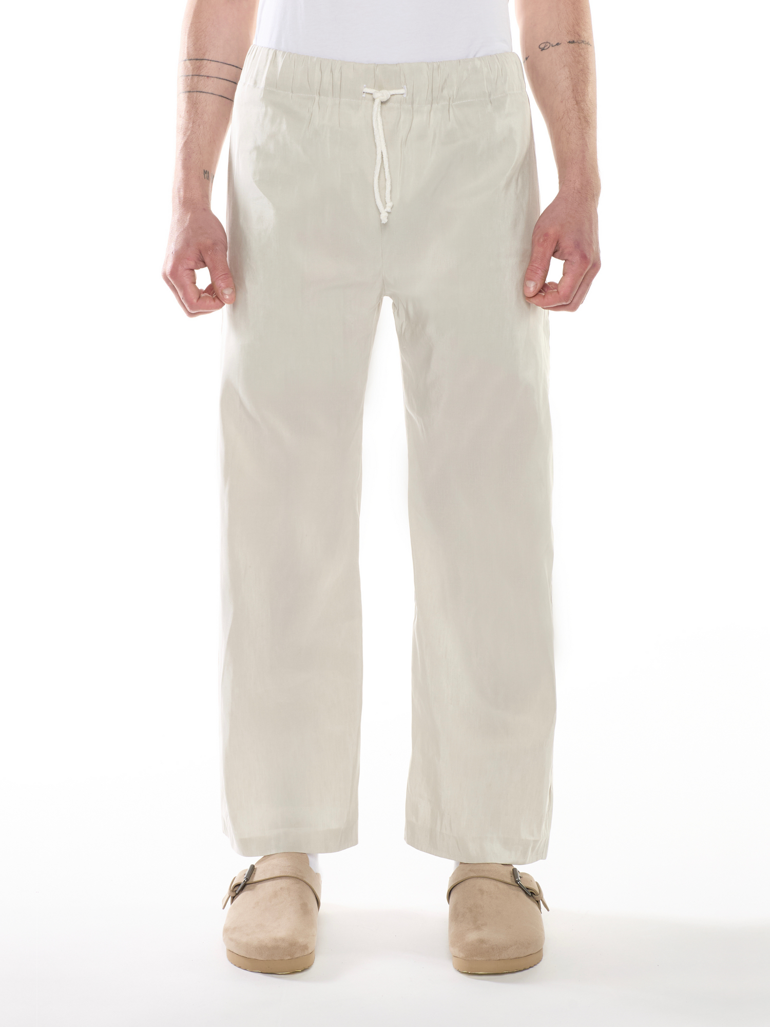 Pantalone Tortora Lino Seta
