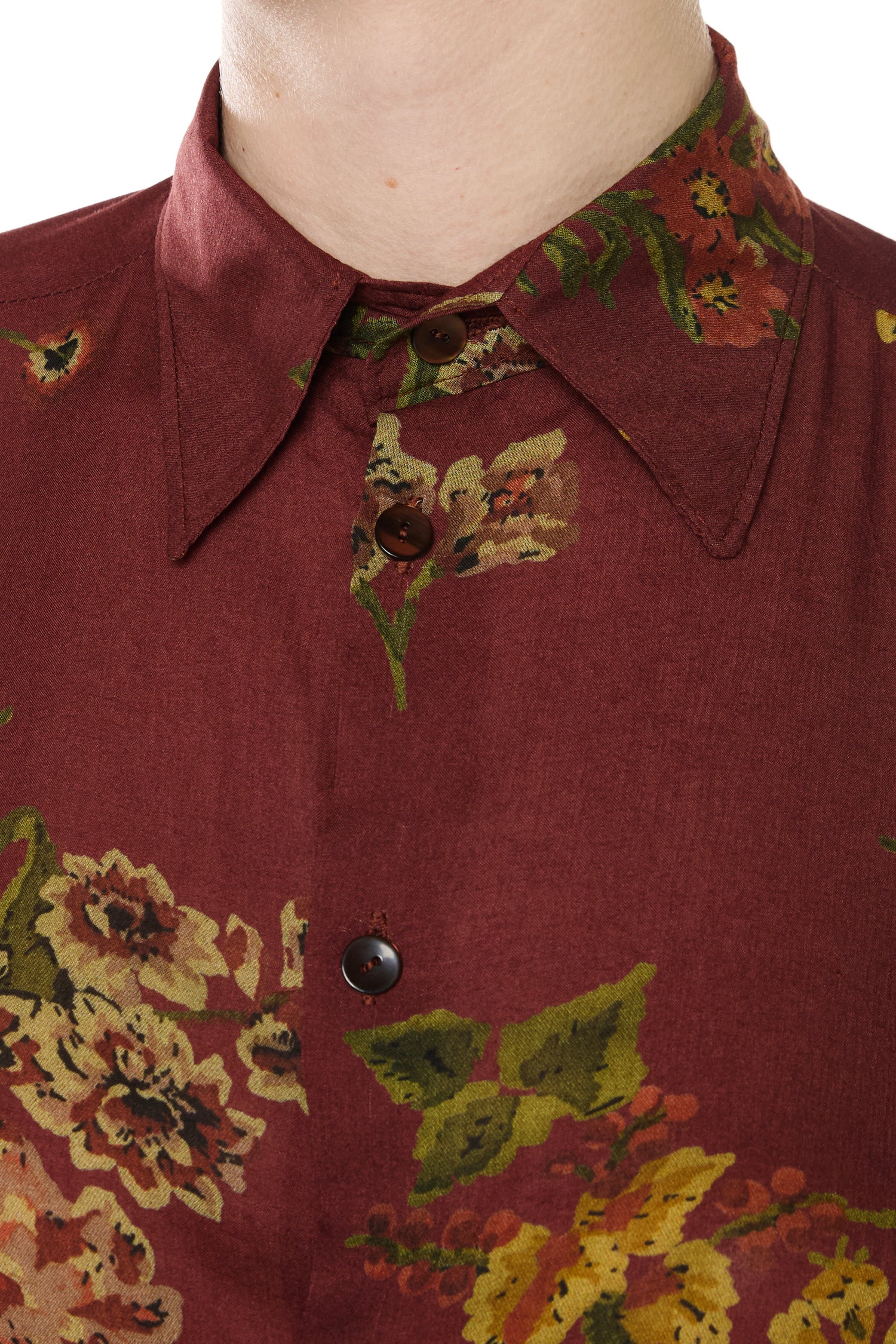 CAMICIA BORDEAUX CON STAMPA FLOREALE