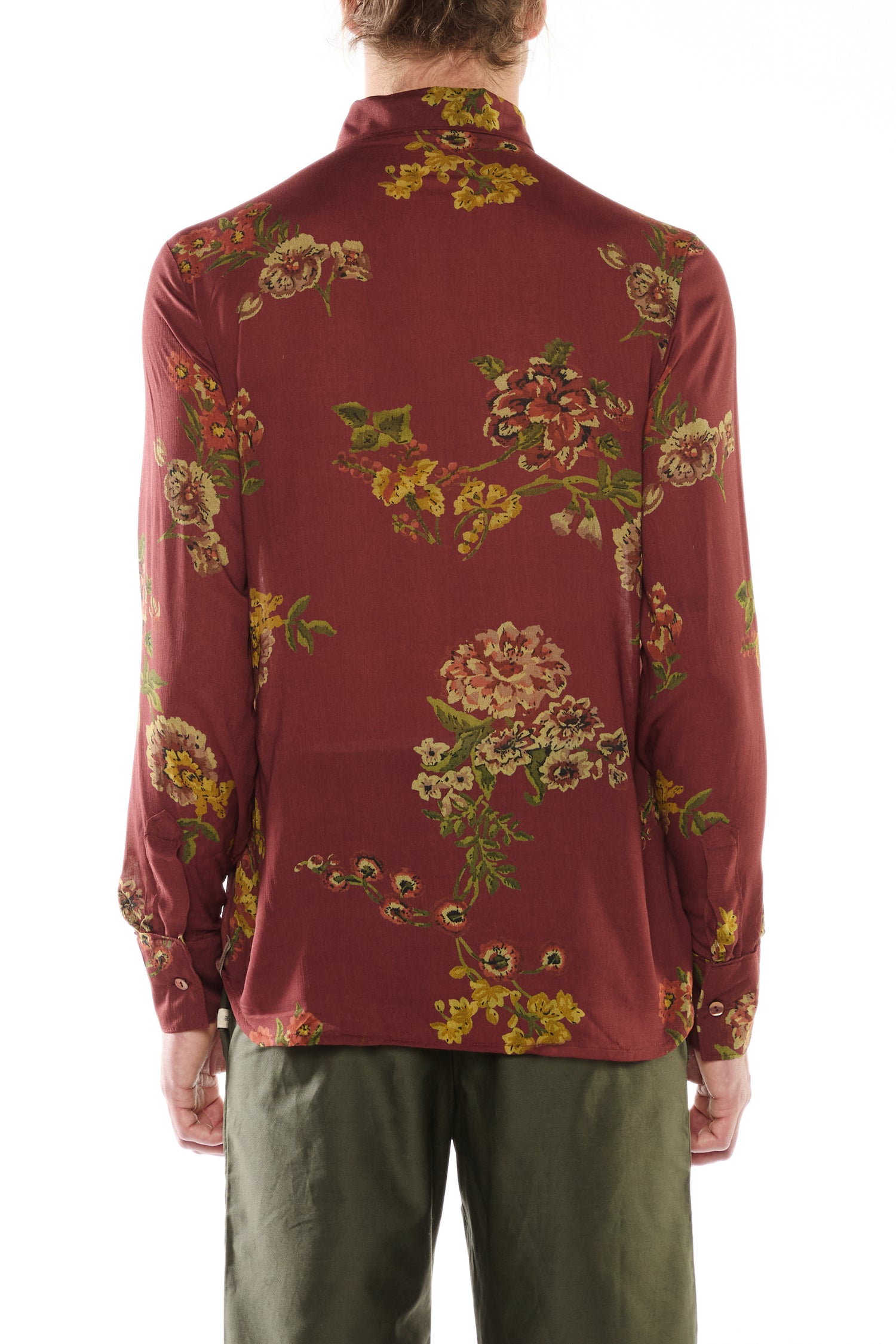 CAMICIA BORDEAUX CON STAMPA FLOREALE
