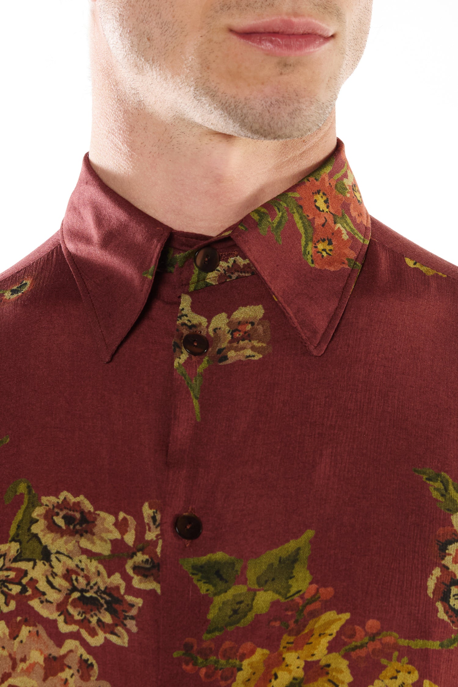 CAMICIA BORDEAUX CON STAMPA FLOREALE