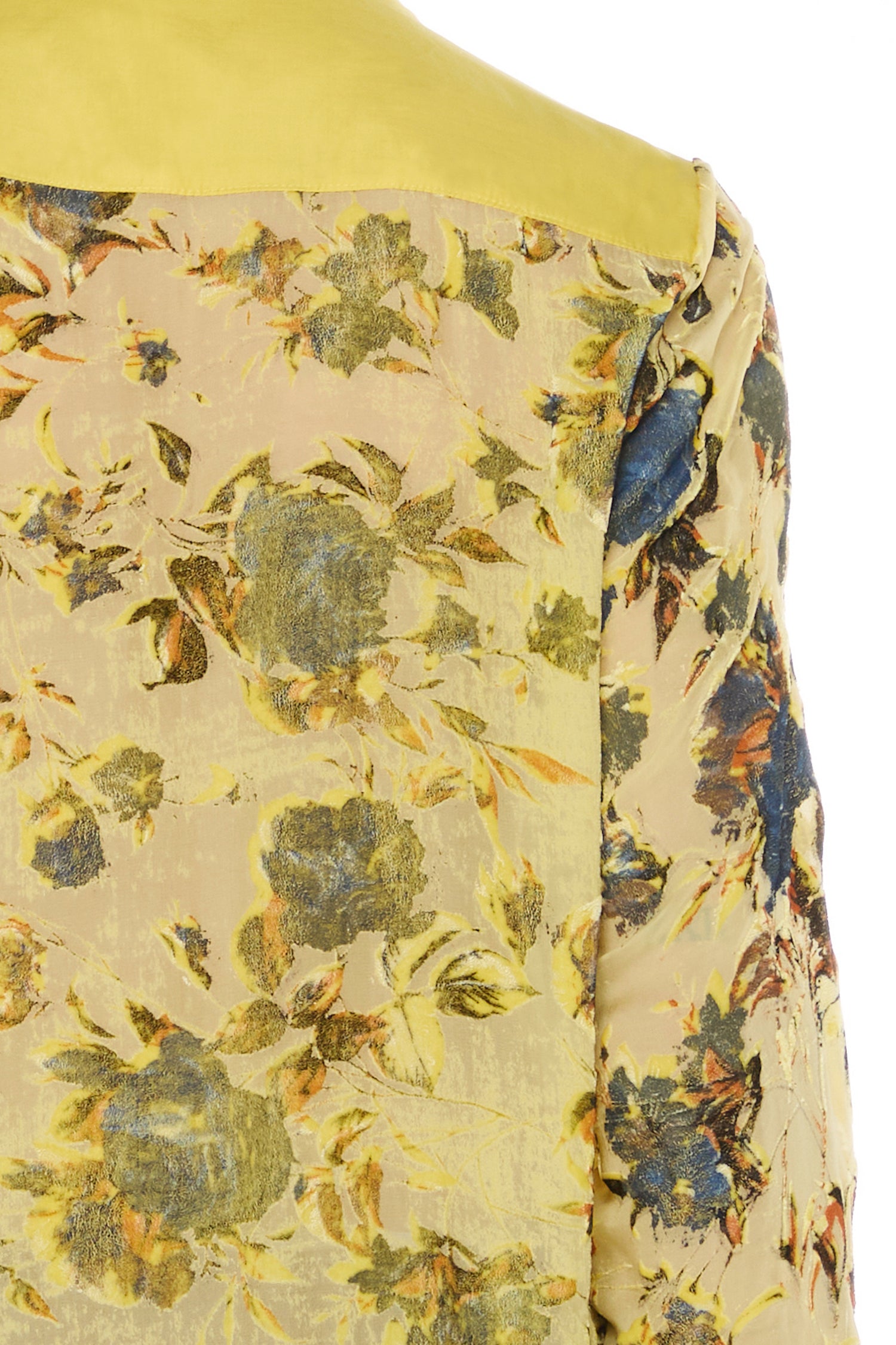 CAMICIA IN VELLUTO DEVORÉ DI SETA GIALLA E COTONE