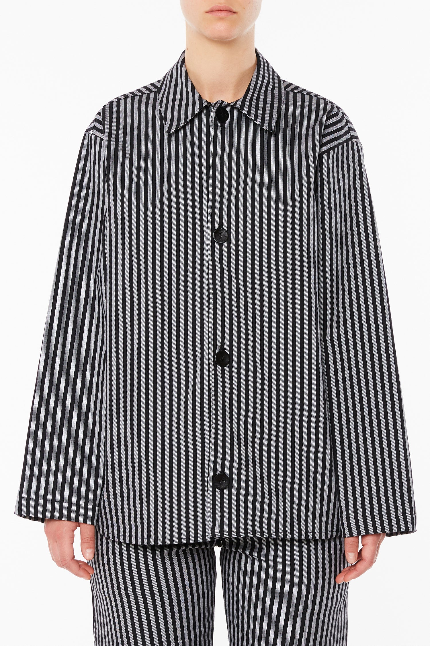 Overshirt a Righe Bianche e Nere