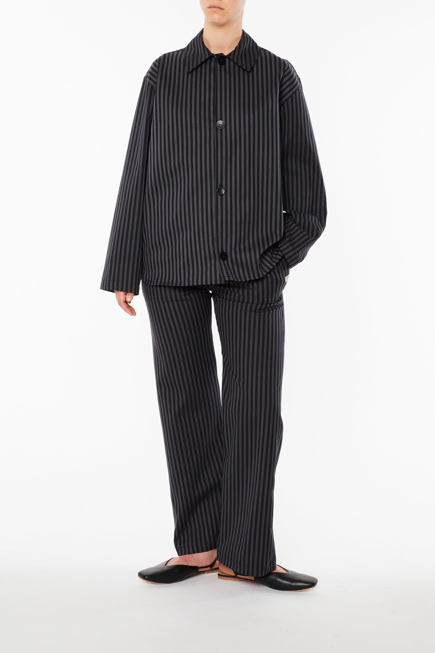 Pantalone a Righe Nere e Grigie