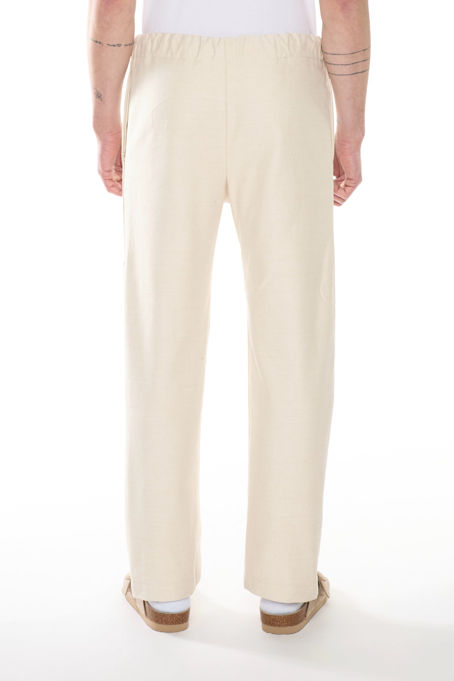 Pantalone in Denim Misto Lino Cotone Avorio