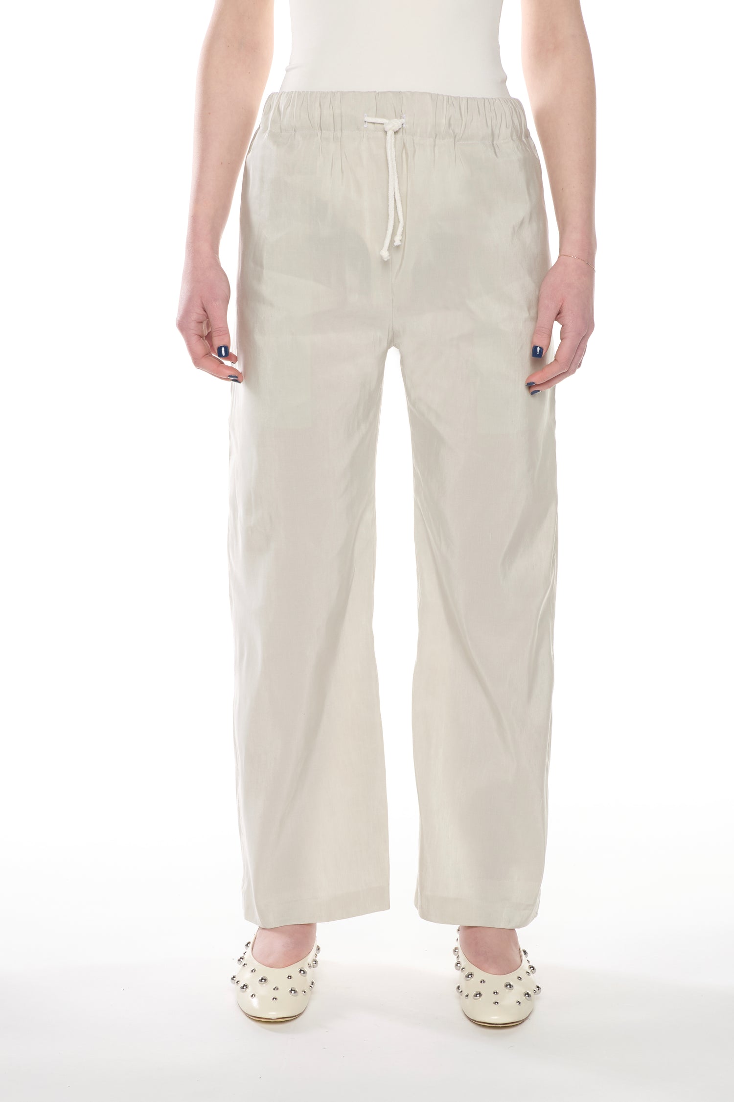 Pantalone Tortora Lino Seta