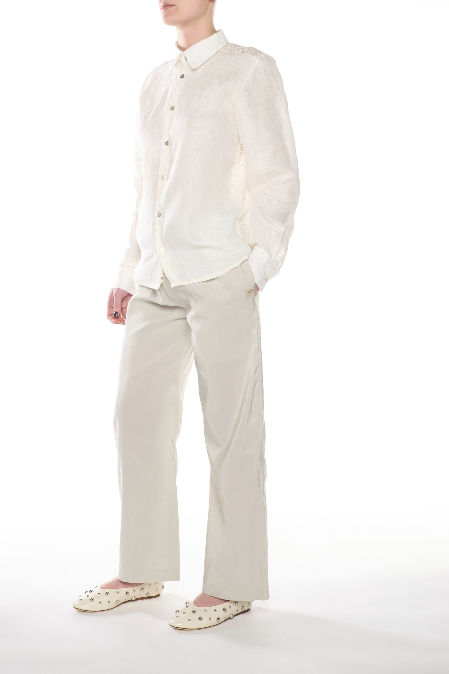 Pantalone Tortora Lino Seta