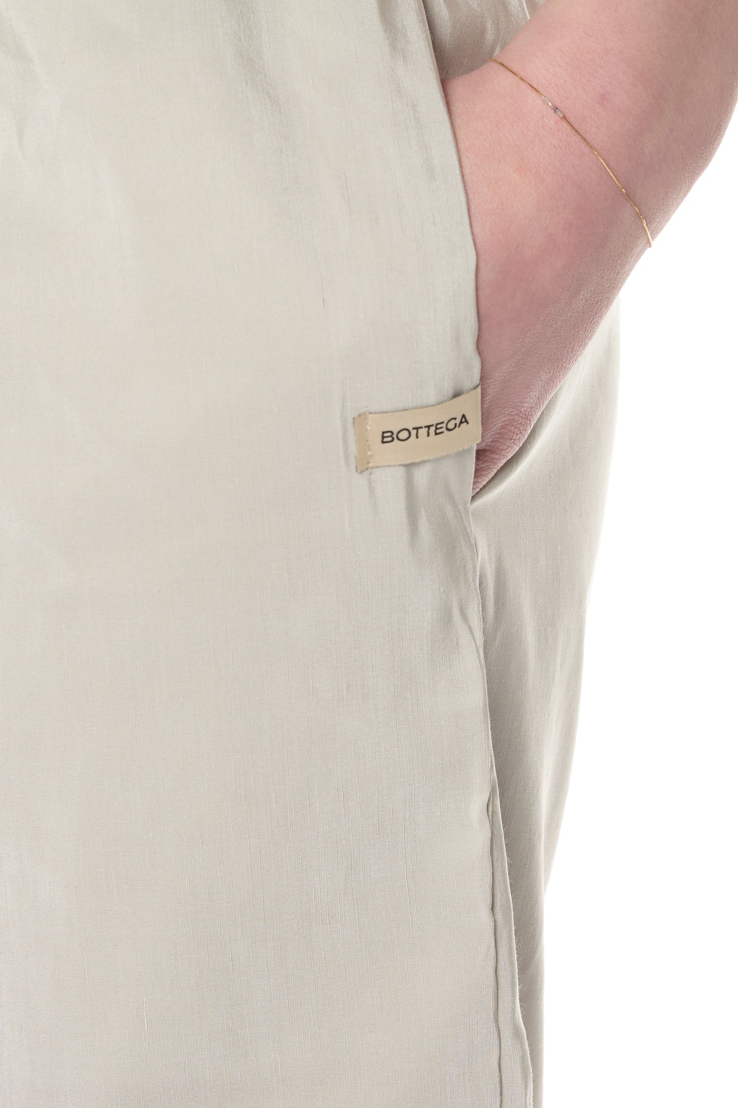 Pantalone Tortora Lino Seta