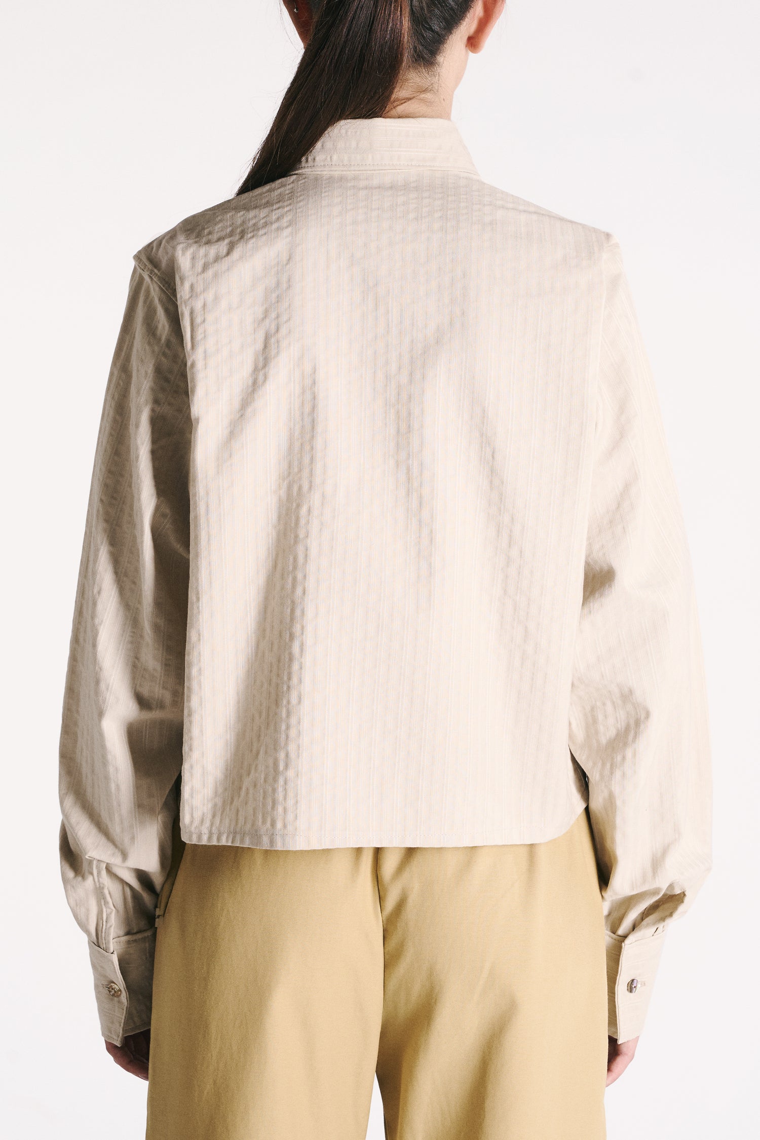 CAMICIA CROPPED IN COTONE OPERATO BEIGE