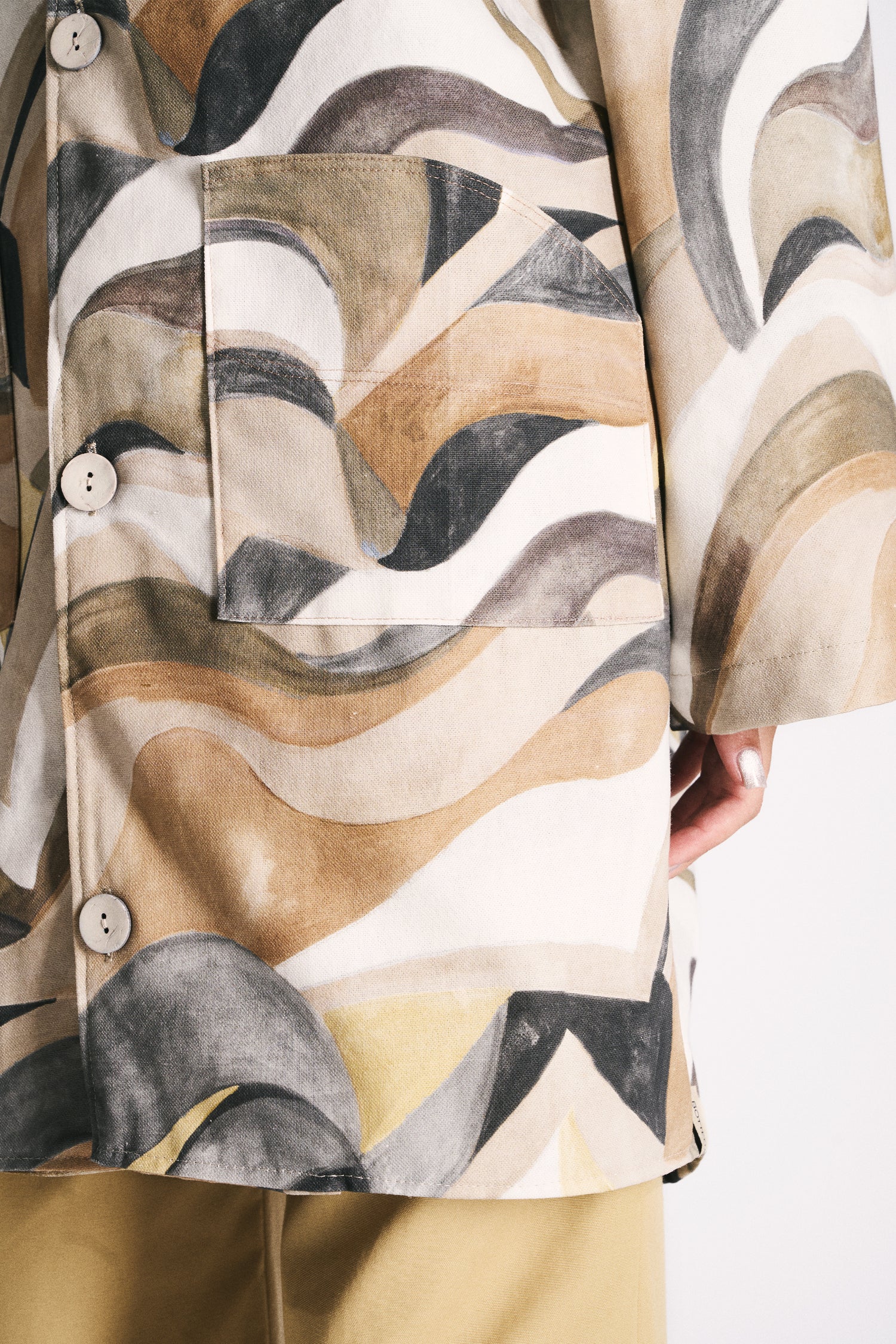 LIGHT COAT IN COTONE ORGANICO CON STAMPA ONDULATA
