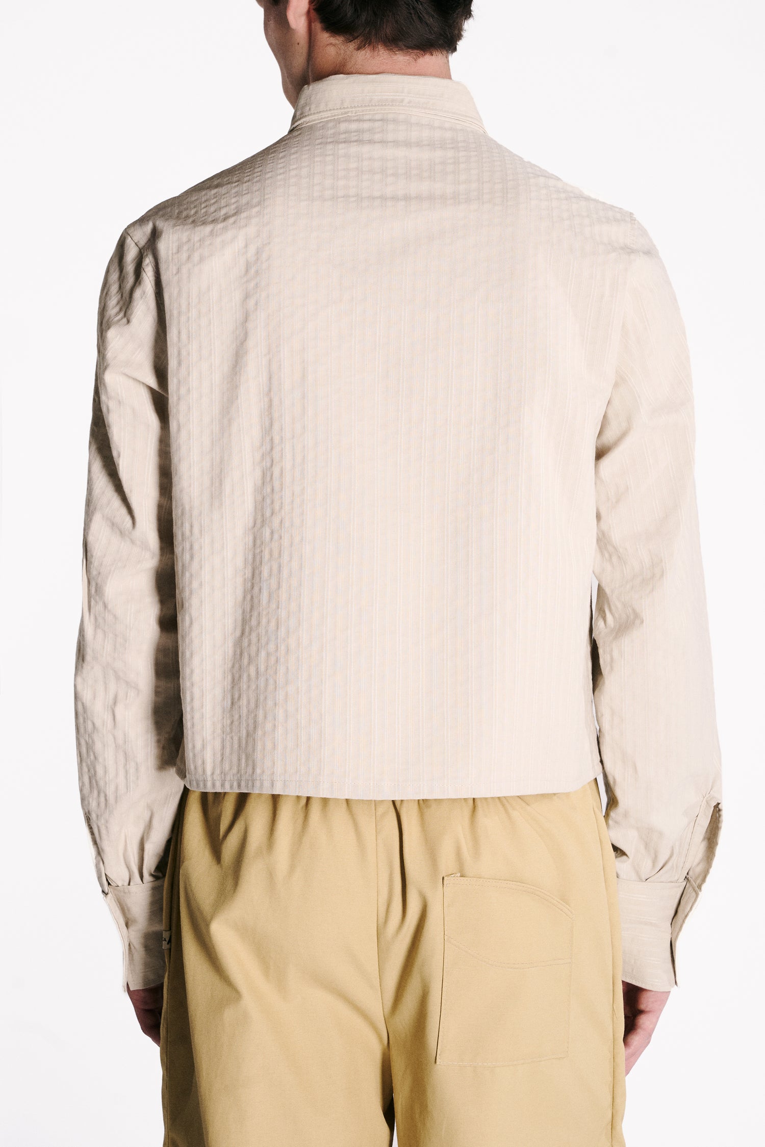 CAMICIA CROPPED IN COTONE OPERATO BEIGE