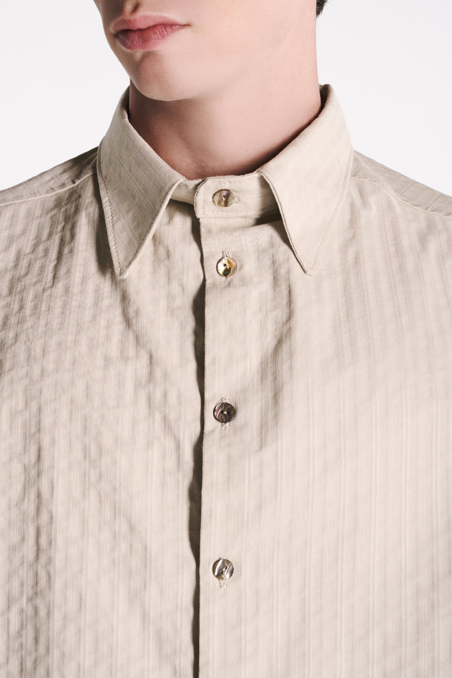 CAMICIA CROPPED IN COTONE OPERATO BEIGE